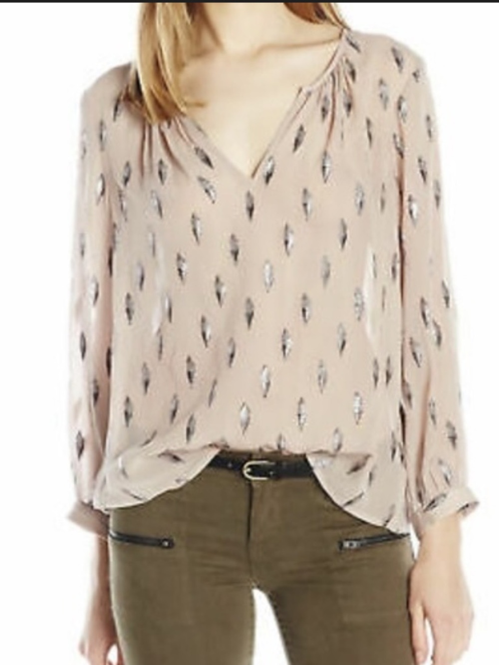 NWOT Joie Blush Pink V-Neck Silk Blouse